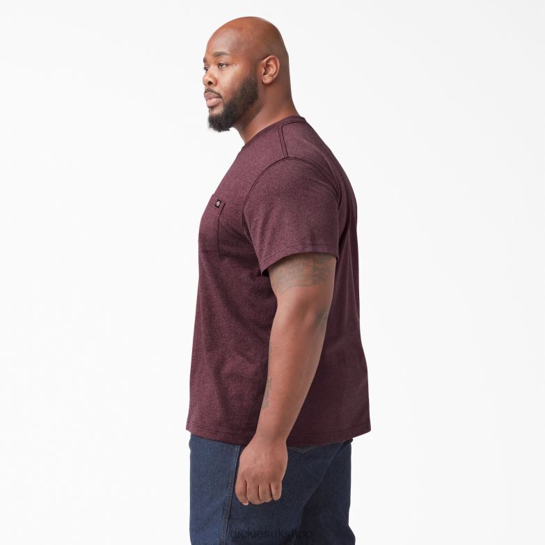 Short Sleeve Heavyweight Heathered T-Shirt Men Dickies Burgundy (BYD) 88T84526 Apparel