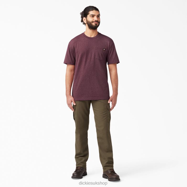 Short Sleeve Heavyweight Heathered T-Shirt Men Dickies Burgundy (BYD) 88T84526 Apparel