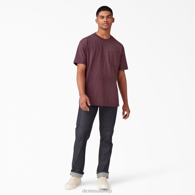 Short Sleeve Heavyweight Heathered T-Shirt Men Dickies Burgundy (BYD) 88T84526 Apparel