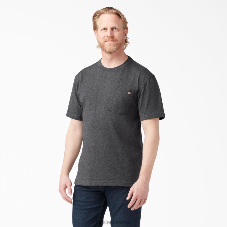 Short Sleeve Heavyweight Heathered T-Shirt Men Dickies Charcoal Gray Heather (CGH) 88T84527 Apparel