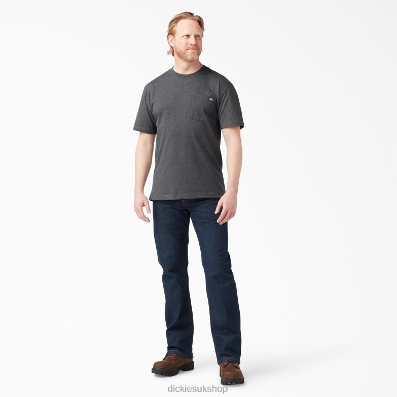 Short Sleeve Heavyweight Heathered T-Shirt Men Dickies Charcoal Gray Heather (CGH) 88T84527 Apparel