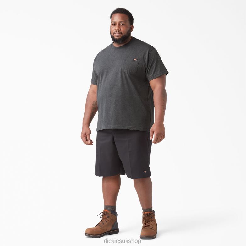 Short Sleeve Heavyweight Heathered T-Shirt Men Dickies Charcoal Gray Heather (CGH) 88T84527 Apparel