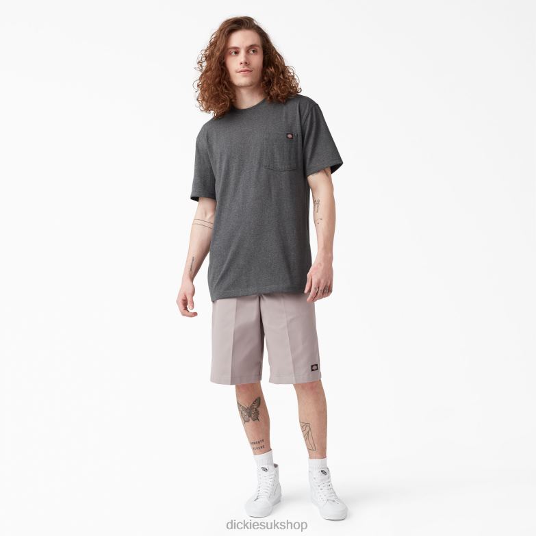 Short Sleeve Heavyweight Heathered T-Shirt Men Dickies Charcoal Gray Heather (CGH) 88T84527 Apparel