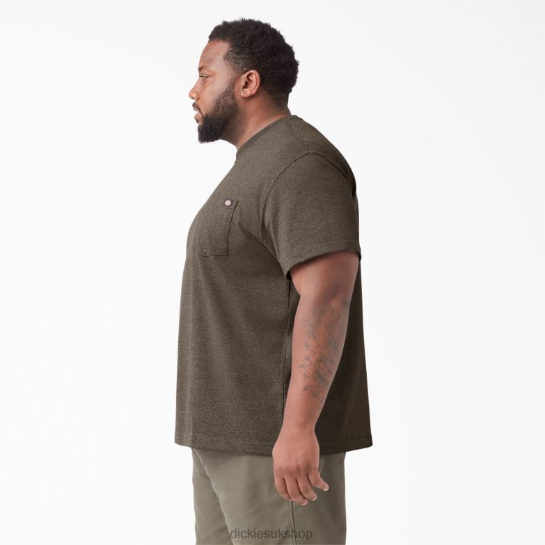 Short Sleeve Heavyweight Heathered T-Shirt Men Dickies Chocolate Heather (CTH) 88T84528 Apparel