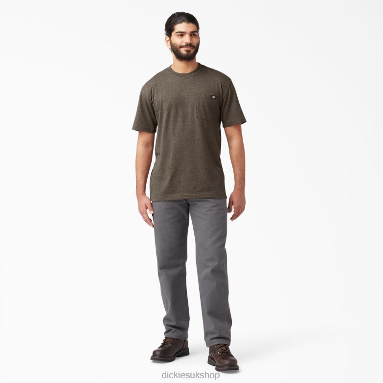 Short Sleeve Heavyweight Heathered T-Shirt Men Dickies Chocolate Heather (CTH) 88T84528 Apparel