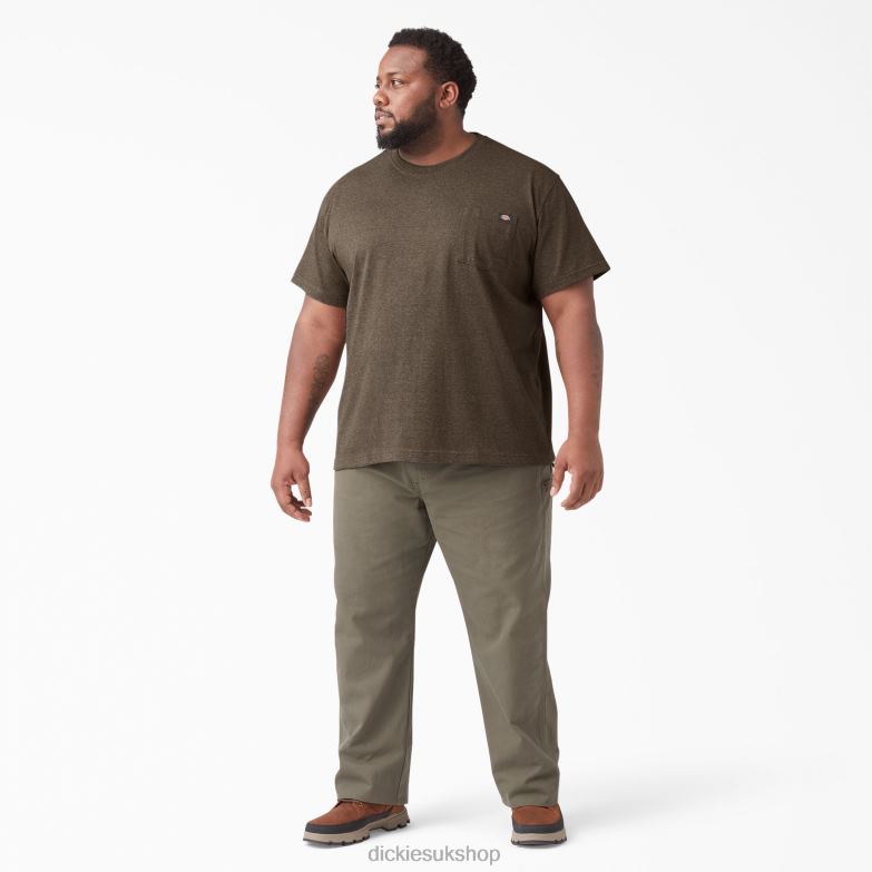 Short Sleeve Heavyweight Heathered T-Shirt Men Dickies Chocolate Heather (CTH) 88T84528 Apparel