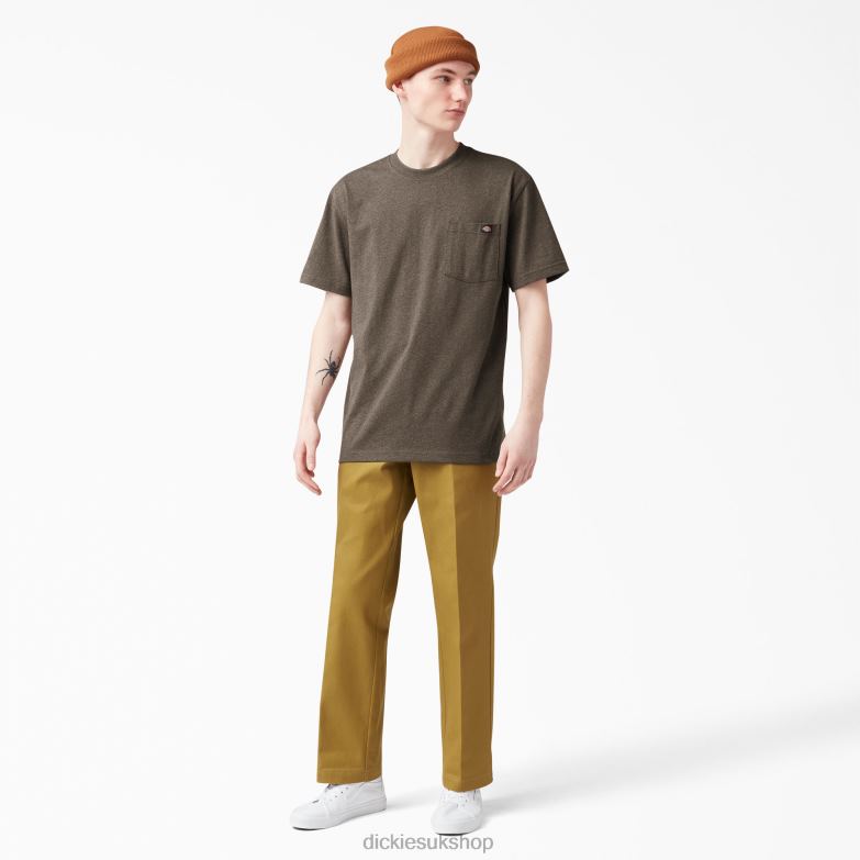 Short Sleeve Heavyweight Heathered T-Shirt Men Dickies Chocolate Heather (CTH) 88T84528 Apparel