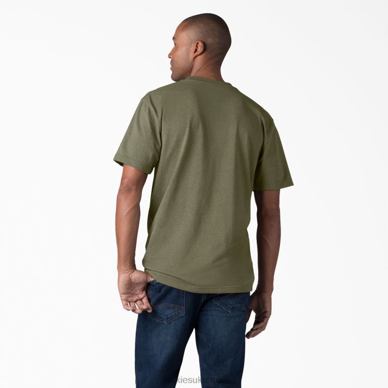 Short Sleeve Heavyweight Heathered T-Shirt Men Dickies Military Green Heather (MLD) 88T84533 Apparel