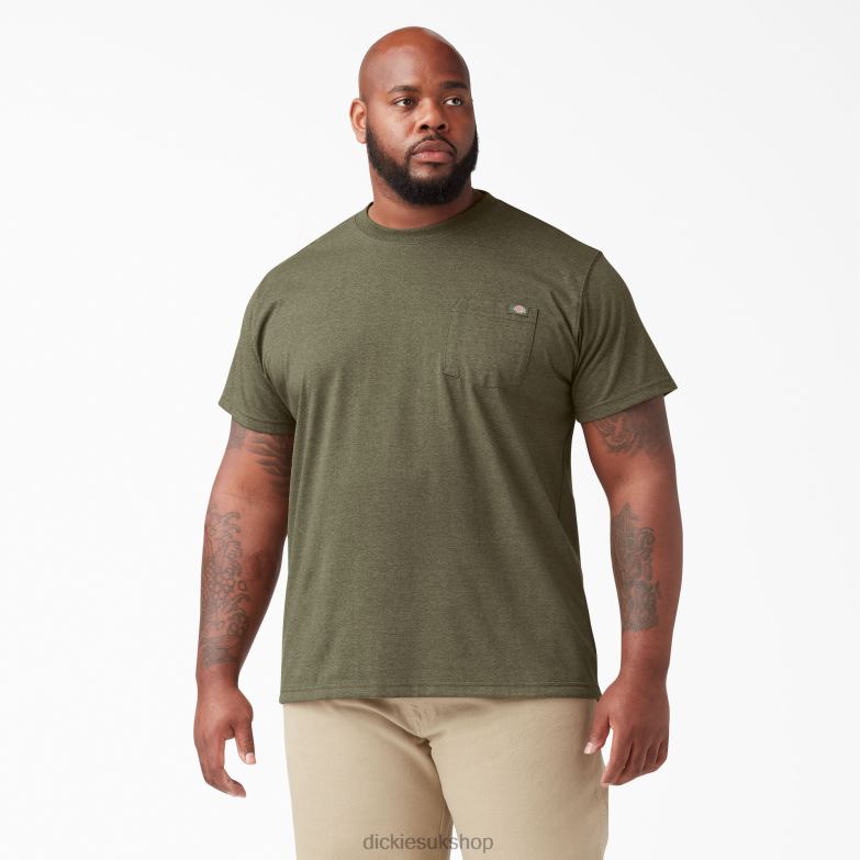 Short Sleeve Heavyweight Heathered T-Shirt Men Dickies Military Green Heather (MLD) 88T84533 Apparel