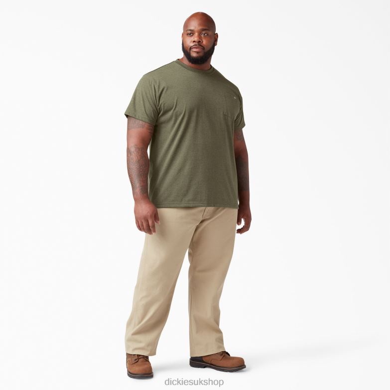 Short Sleeve Heavyweight Heathered T-Shirt Men Dickies Military Green Heather (MLD) 88T84533 Apparel