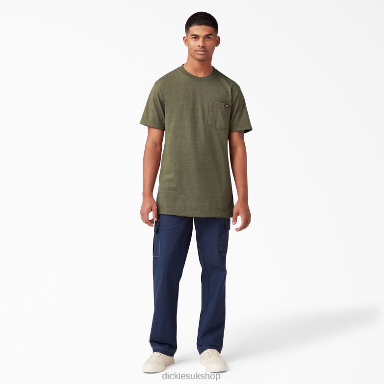 Short Sleeve Heavyweight Heathered T-Shirt Men Dickies Military Green Heather (MLD) 88T84533 Apparel