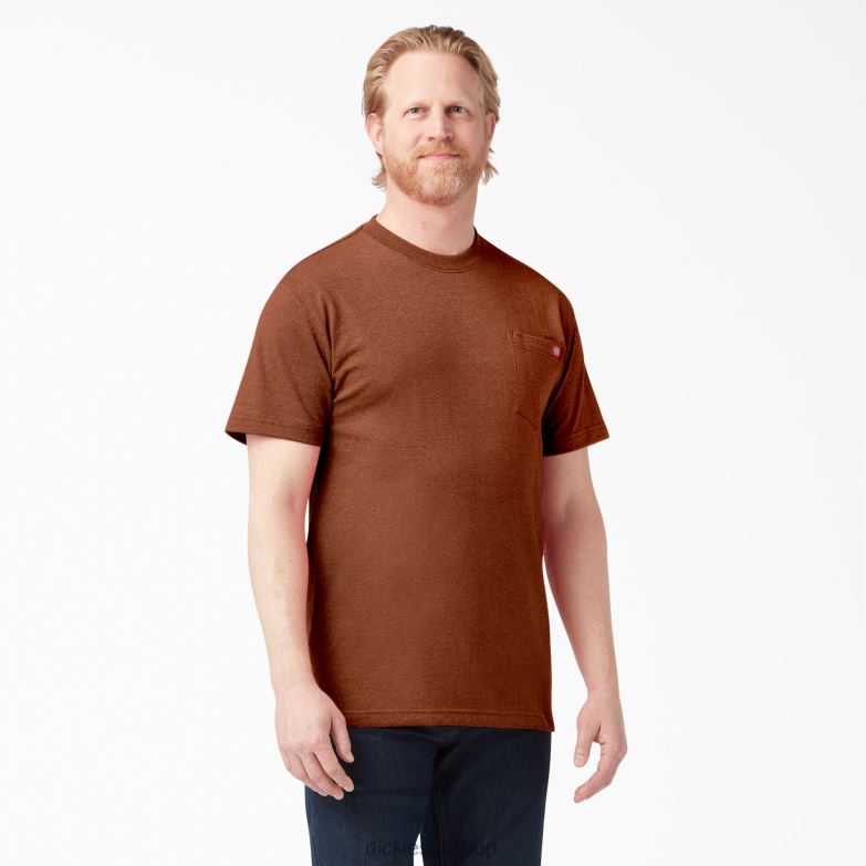 Short Sleeve Heavyweight Heathered T-Shirt Men Dickies Rustic Red Heather (RRH) 88T84535 Apparel