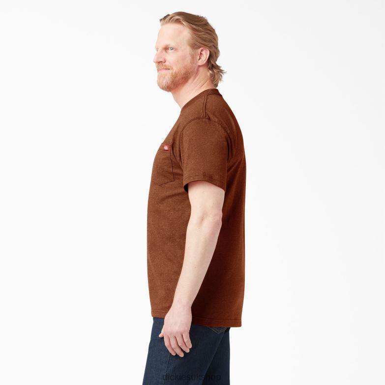 Short Sleeve Heavyweight Heathered T-Shirt Men Dickies Rustic Red Heather (RRH) 88T84535 Apparel