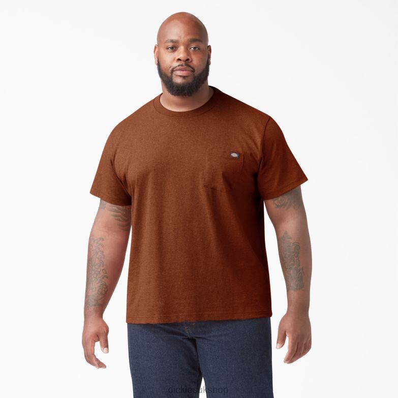 Short Sleeve Heavyweight Heathered T-Shirt Men Dickies Rustic Red Heather (RRH) 88T84535 Apparel
