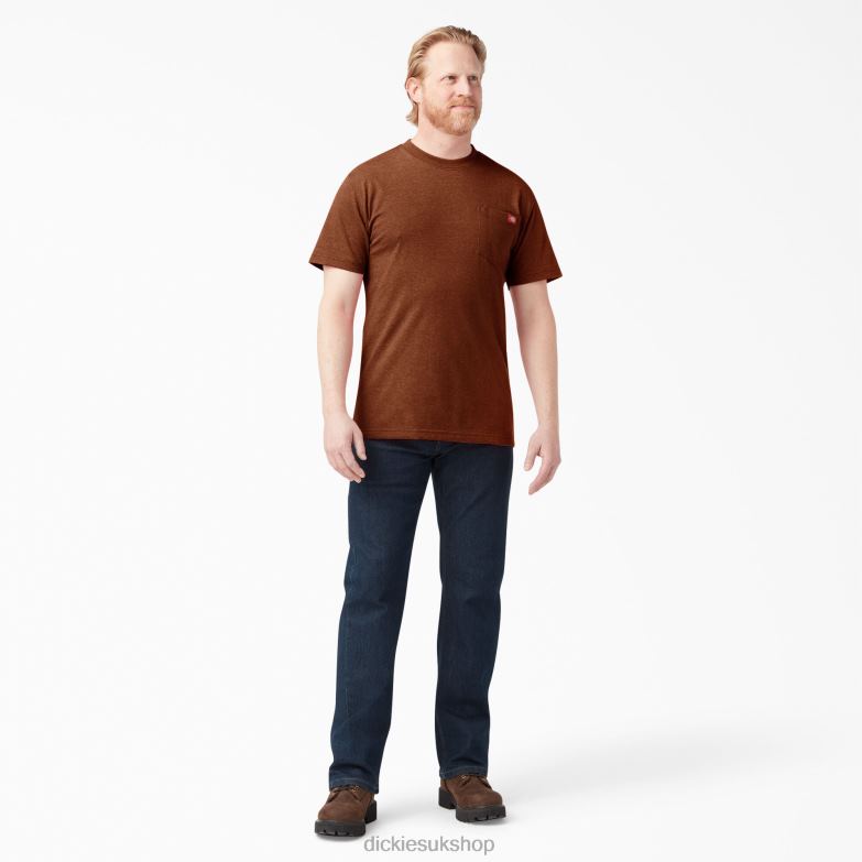 Short Sleeve Heavyweight Heathered T-Shirt Men Dickies Rustic Red Heather (RRH) 88T84535 Apparel