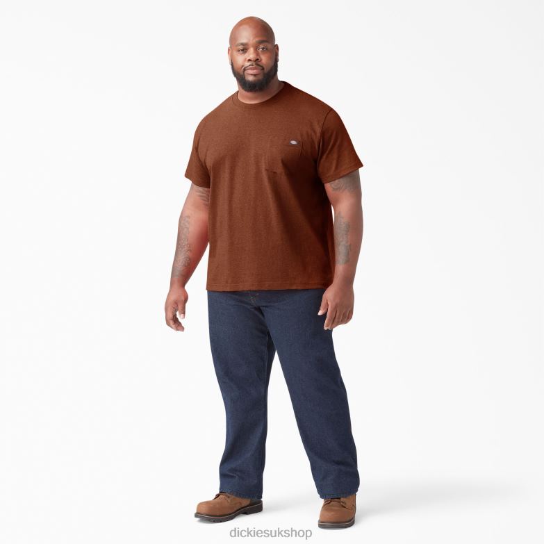 Short Sleeve Heavyweight Heathered T-Shirt Men Dickies Rustic Red Heather (RRH) 88T84535 Apparel