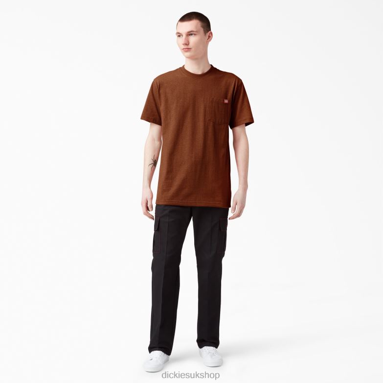 Short Sleeve Heavyweight Heathered T-Shirt Men Dickies Rustic Red Heather (RRH) 88T84535 Apparel
