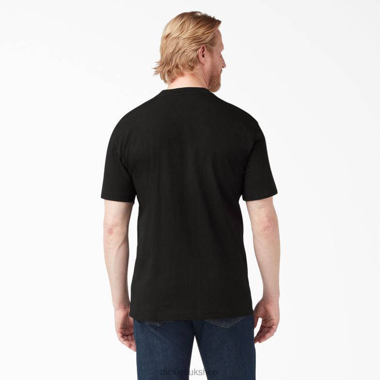Short Sleeve Heavyweight Henley T-Shirt Men Dickies Black (BK) 88T84635 Apparel