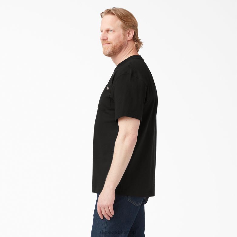 Short Sleeve Heavyweight Henley T-Shirt Men Dickies Black (BK) 88T84635 Apparel