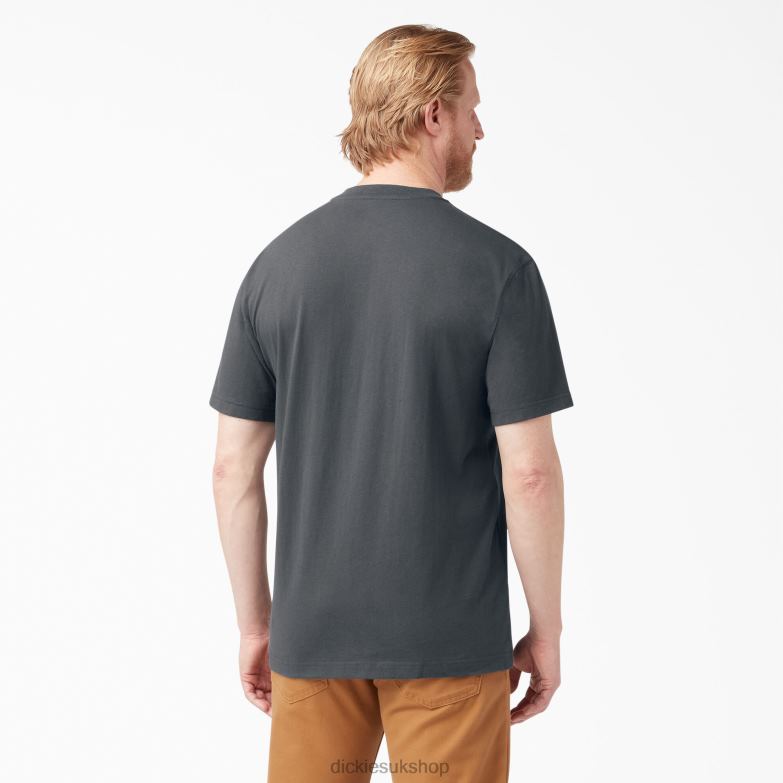 Short Sleeve Heavyweight Henley T-Shirt Men Dickies Charcoal Gray (CH) 88T84636 Apparel