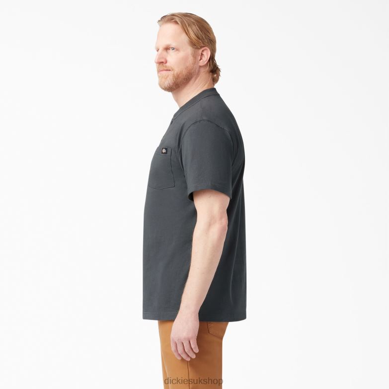 Short Sleeve Heavyweight Henley T-Shirt Men Dickies Charcoal Gray (CH) 88T84636 Apparel