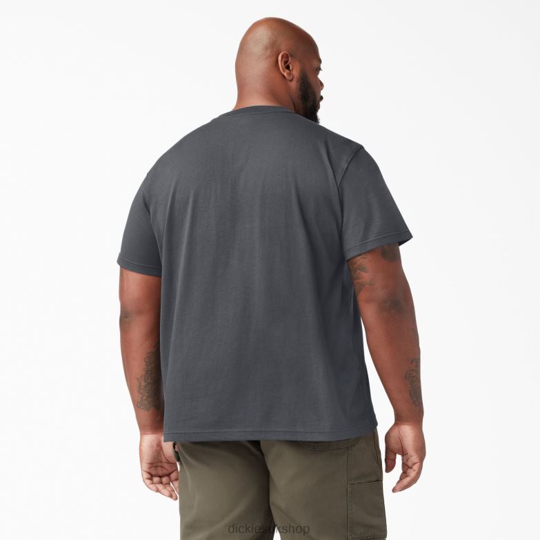 Short Sleeve Heavyweight Henley T-Shirt Men Dickies Charcoal Gray (CH) 88T84636 Apparel