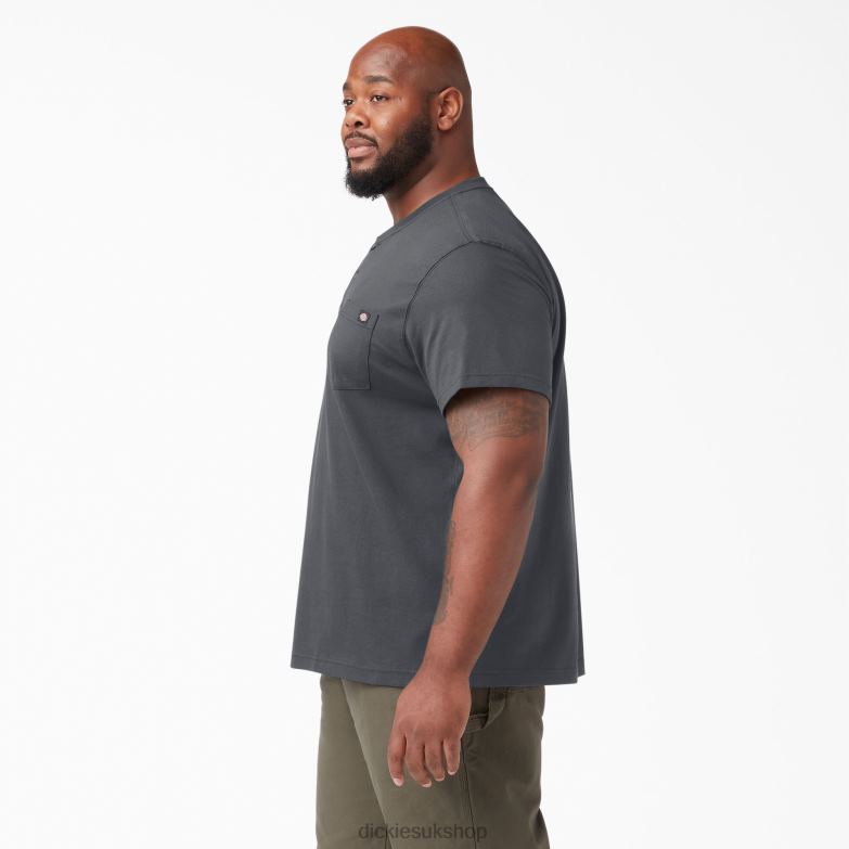 Short Sleeve Heavyweight Henley T-Shirt Men Dickies Charcoal Gray (CH) 88T84636 Apparel