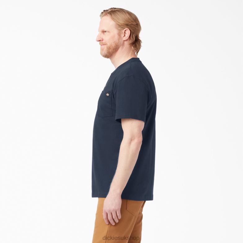 Short Sleeve Heavyweight Henley T-Shirt Men Dickies Dark Navy (DN) 88T84637 Apparel