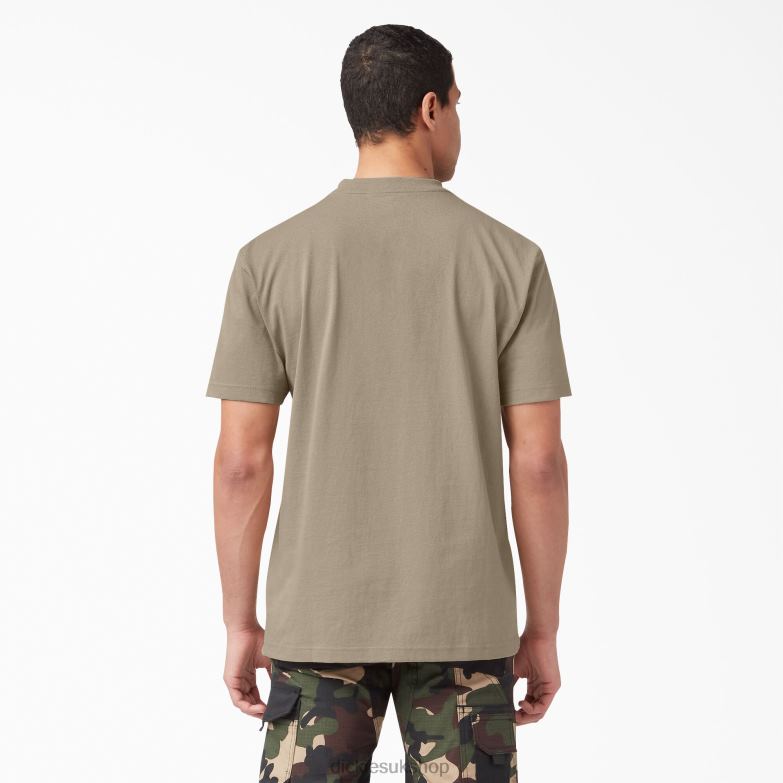 Short Sleeve Heavyweight Henley T-Shirt Men Dickies Desert Sand (DS) 88T84638 Apparel