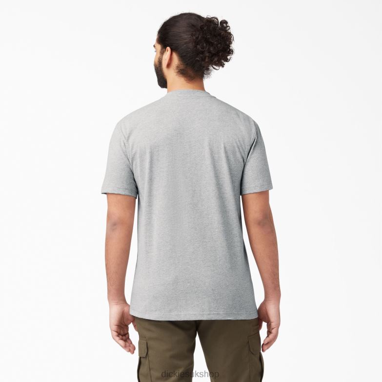 Short Sleeve Heavyweight Henley T-Shirt Men Dickies Heather Gray (HG) 88T84639 Apparel