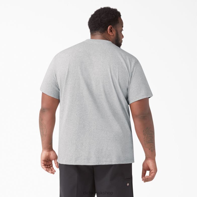 Short Sleeve Heavyweight Henley T-Shirt Men Dickies Heather Gray (HG) 88T84639 Apparel