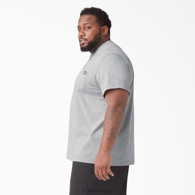 Short Sleeve Heavyweight Henley T-Shirt Men Dickies Heather Gray (HG) 88T84639 Apparel