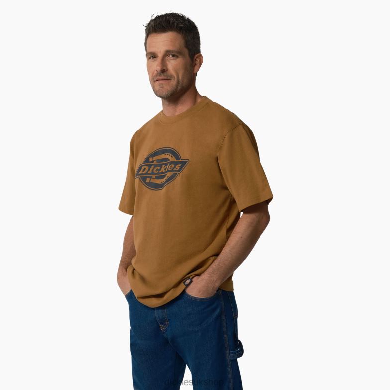Short Sleeve Heavyweight Logo T-Shirt Men Dickies Brown Duck (BD) 88T84736 Apparel