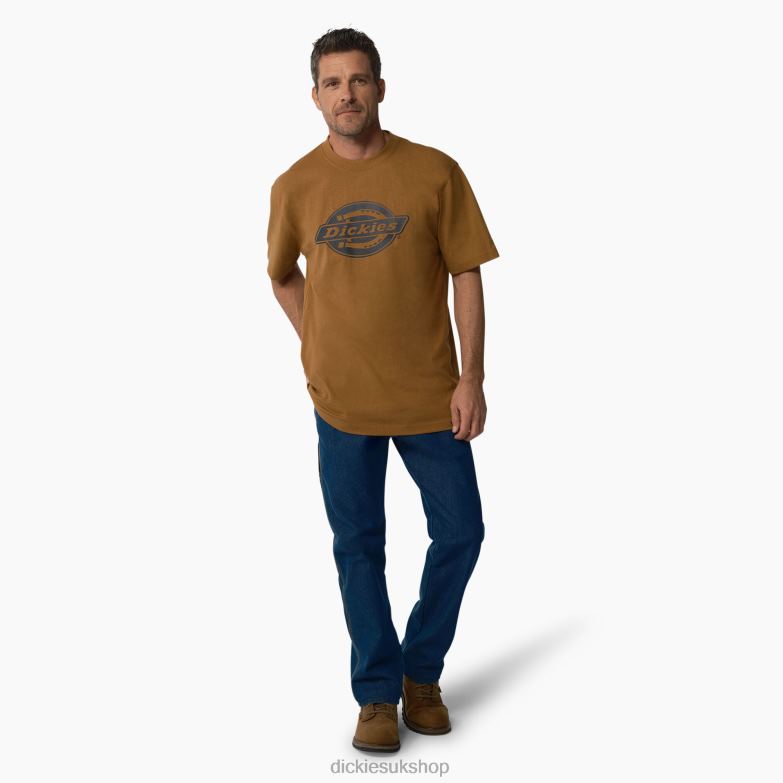 Short Sleeve Heavyweight Logo T-Shirt Men Dickies Brown Duck (BD) 88T84736 Apparel