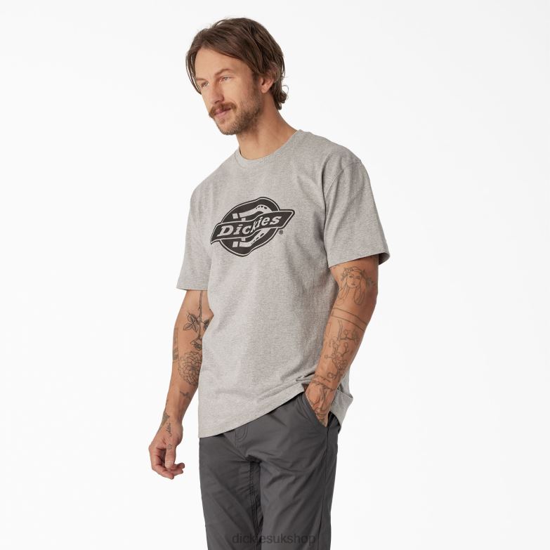 Short Sleeve Heavyweight Logo T-Shirt Men Dickies Heather Gray (HG) 88T84738 Apparel