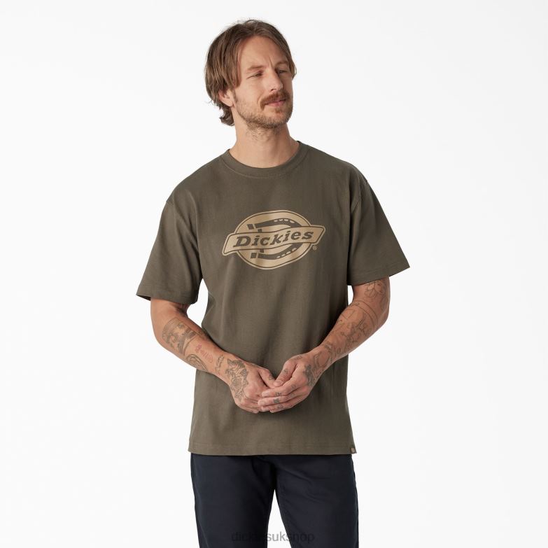Short Sleeve Heavyweight Logo T-Shirt Men Dickies Moss Green (MS) 88T84740 Apparel