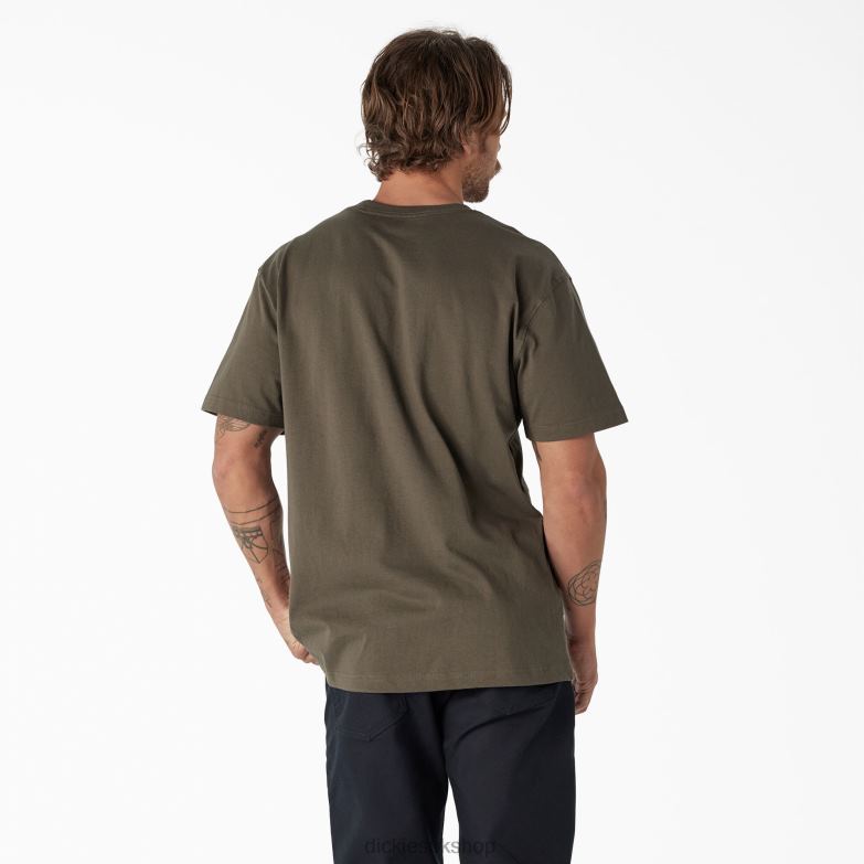 Short Sleeve Heavyweight Logo T-Shirt Men Dickies Moss Green (MS) 88T84740 Apparel