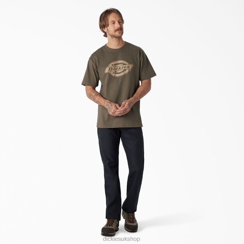 Short Sleeve Heavyweight Logo T-Shirt Men Dickies Moss Green (MS) 88T84740 Apparel