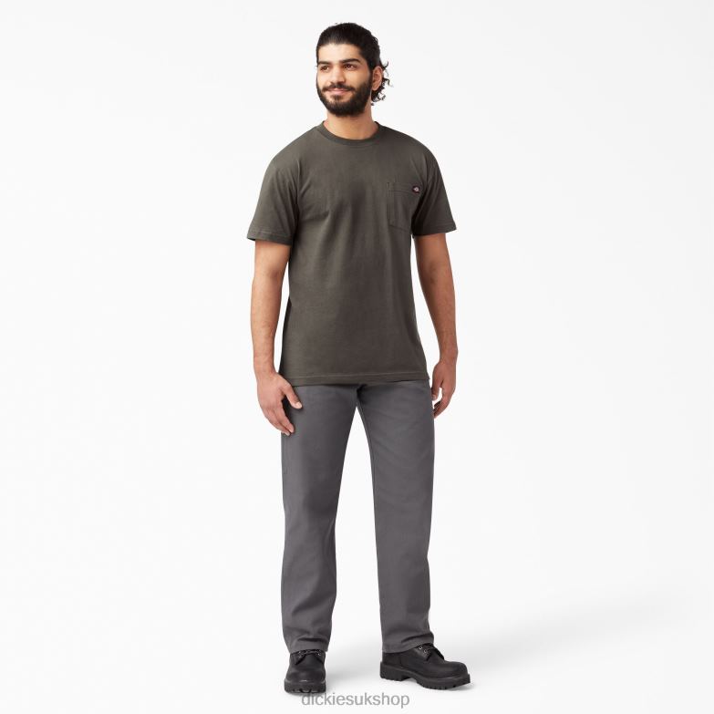 Short Sleeve Heavyweight T-Shirt Men Dickies Black Olive (BV) 88T84508 Apparel
