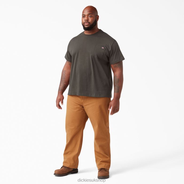 Short Sleeve Heavyweight T-Shirt Men Dickies Black Olive (BV) 88T84508 Apparel