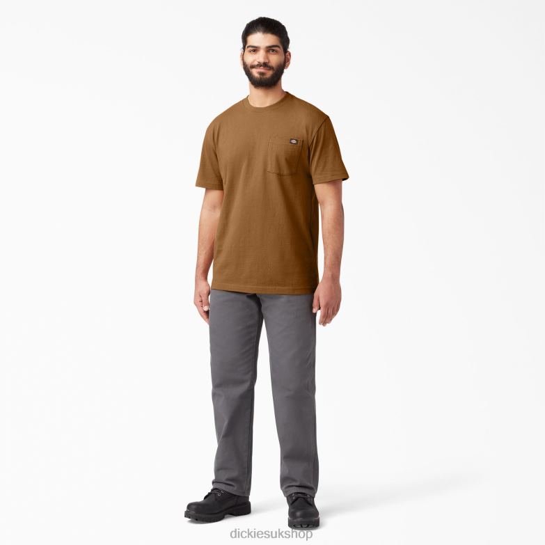 Short Sleeve Heavyweight T-Shirt Men Dickies Brown Duck (BD) 88T84505 Apparel