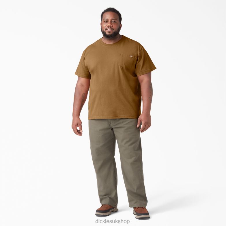 Short Sleeve Heavyweight T-Shirt Men Dickies Brown Duck (BD) 88T84505 Apparel