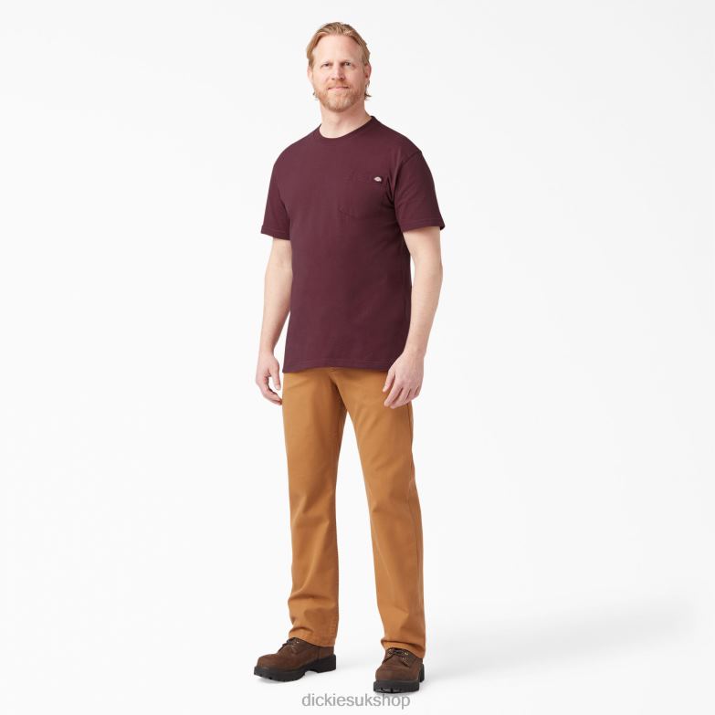 Short Sleeve Heavyweight T-Shirt Men Dickies Burgundy (BY) 88T84509 Apparel