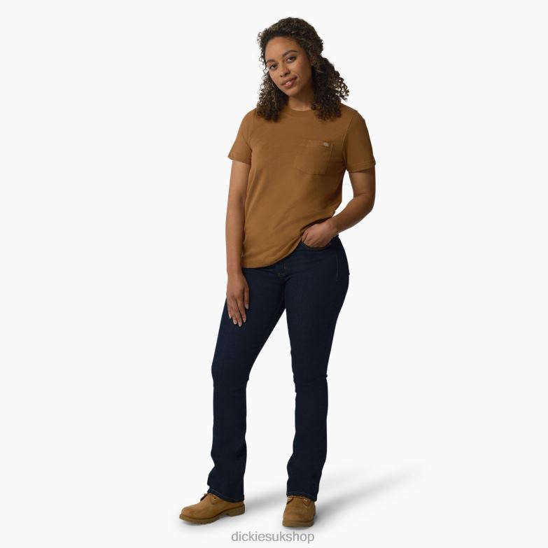 Short Sleeve Heavyweight T-Shirt Women Dickies Brown Duck (BD) 88T841953 Apparel