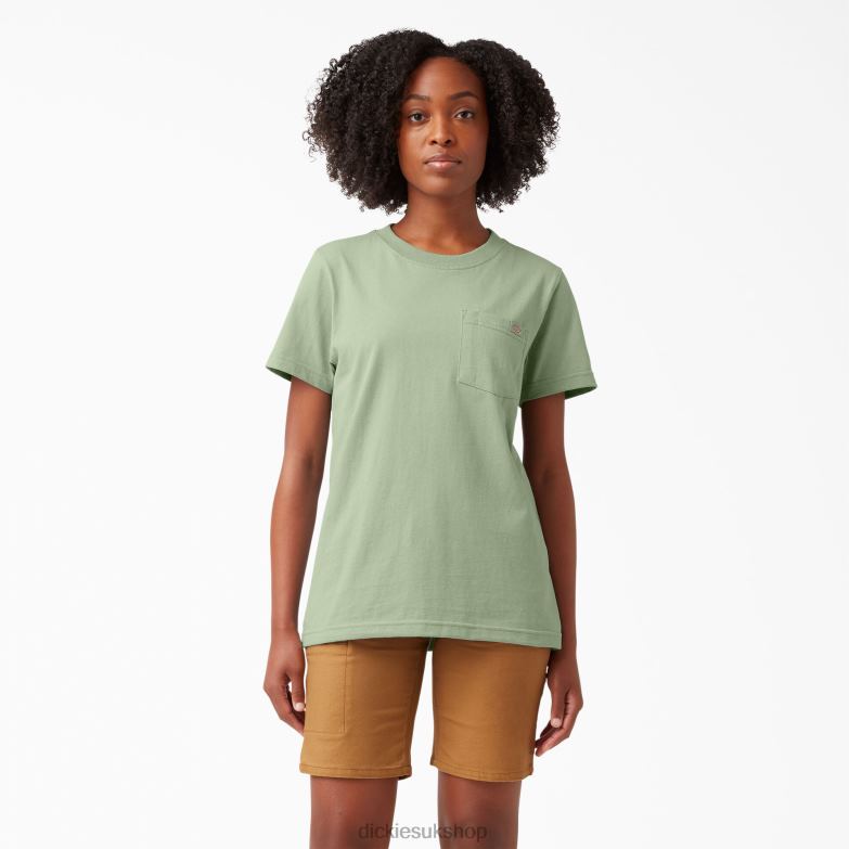 Short Sleeve Heavyweight T-Shirt Women Dickies Celadon Green (C2G) 88T841956 Apparel