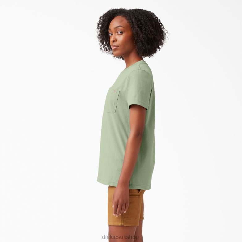 Short Sleeve Heavyweight T-Shirt Women Dickies Celadon Green (C2G) 88T841956 Apparel