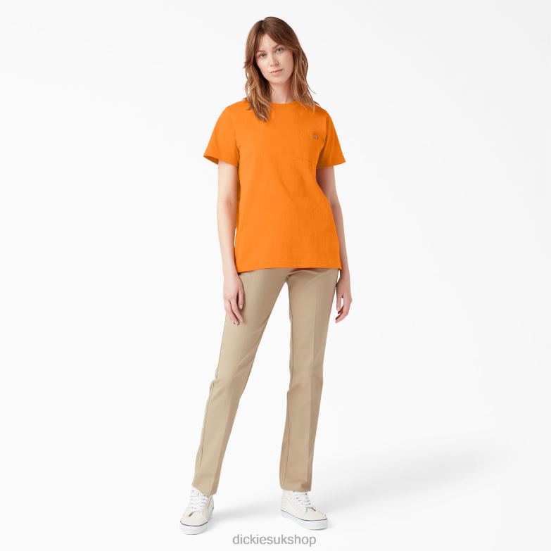 Short Sleeve Heavyweight T-Shirt Women Dickies Orange (OR) 88T841962 Apparel