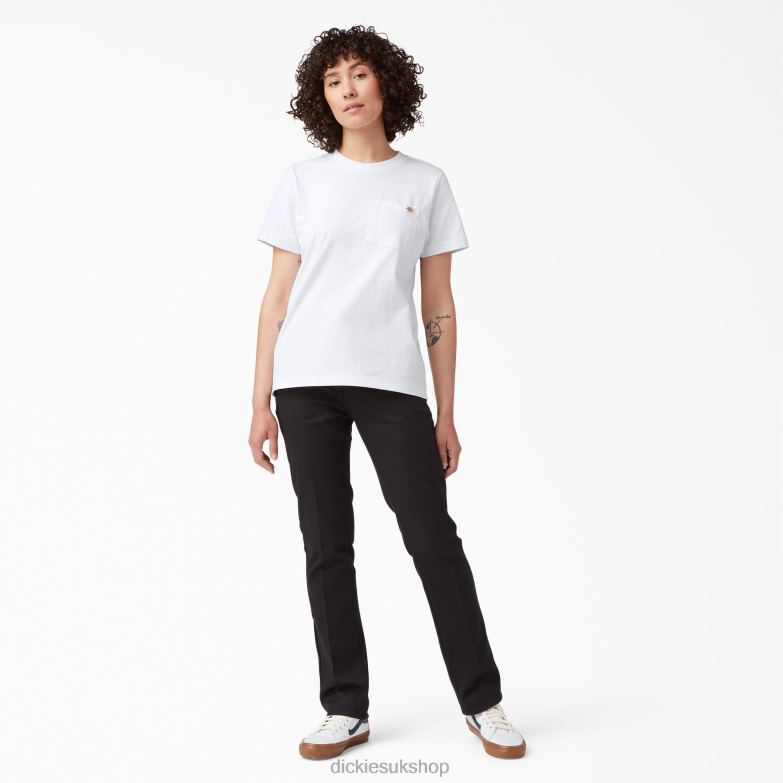 Short Sleeve Heavyweight T-Shirt Women Dickies White (WH) 88T841964 Apparel