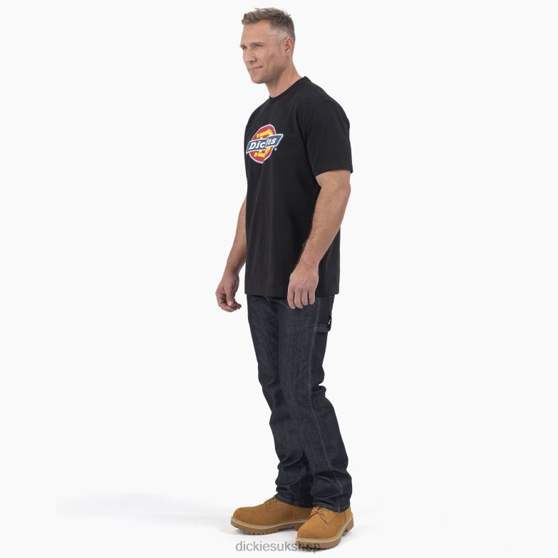 Short Sleeve Tri-Color Logo Graphic T-Shirt Men Dickies Black (KBK) 88T84712 Apparel