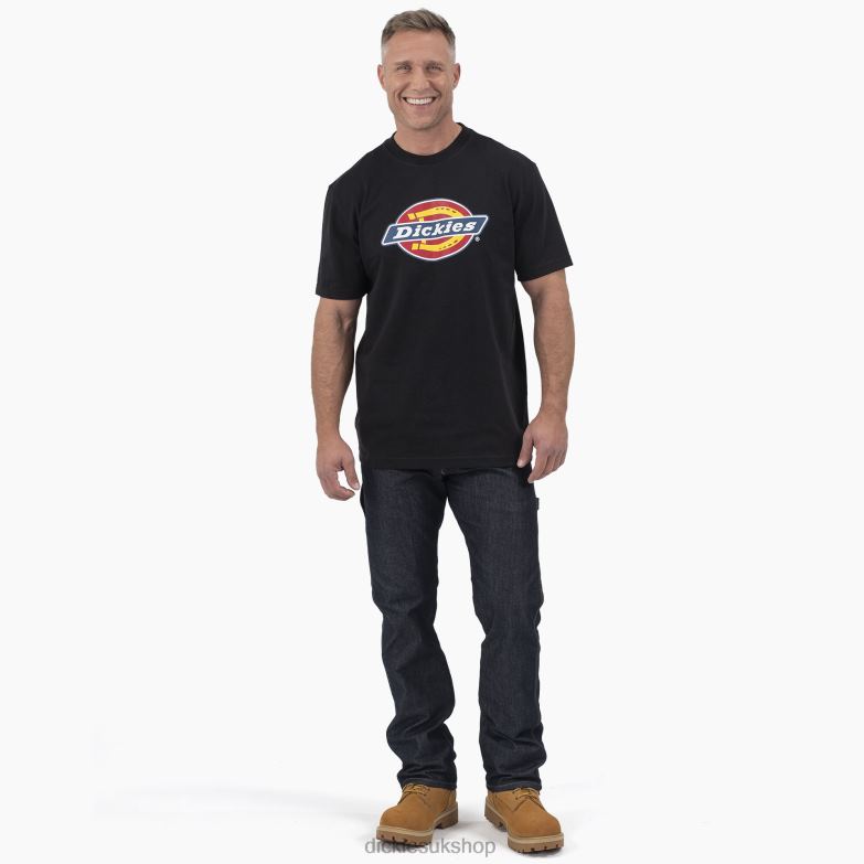 Short Sleeve Tri-Color Logo Graphic T-Shirt Men Dickies Black (KBK) 88T84712 Apparel